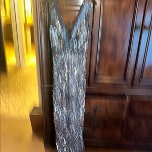 New With Tags Sparkling Silver Sequin Gown